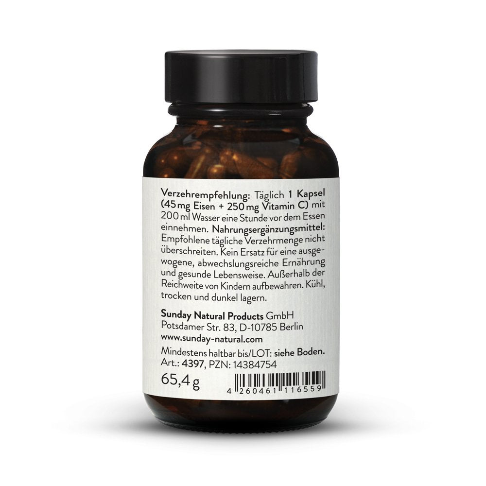 Chélate de fer + vitamine C 120 gélules.