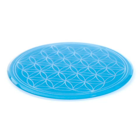 LB glass coaster 12.5 cm light blue