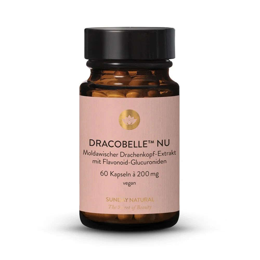 Original DracoBelle™ Nu: Extrakt aus dem oberirdischen Teil des Moldawischen Drachenkopfes (Dracocephalum moldavica) mit hohem Gehalt spezieller Flavonoid-Glucuronide.