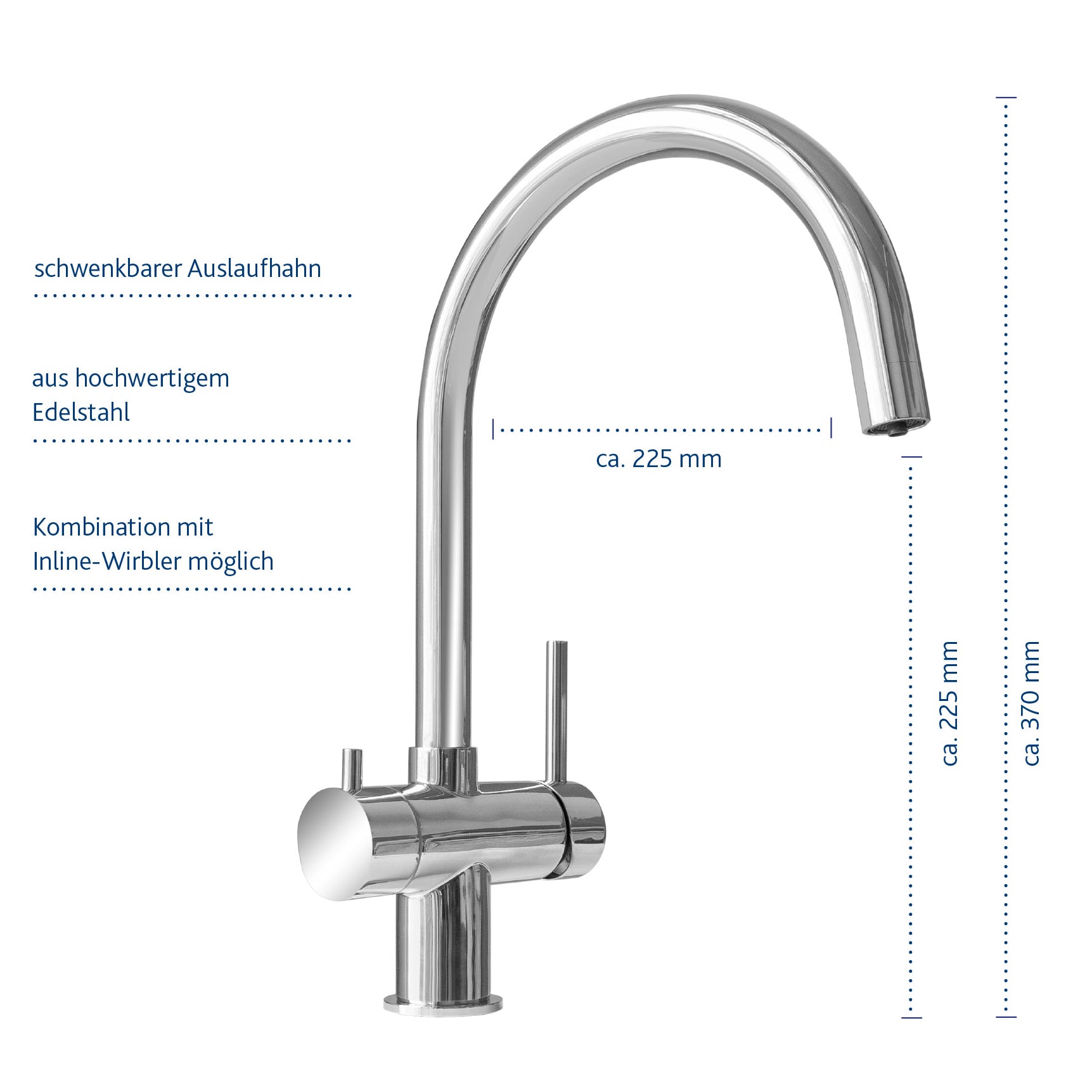 3-way tap WS3-118p E polished stainless steel