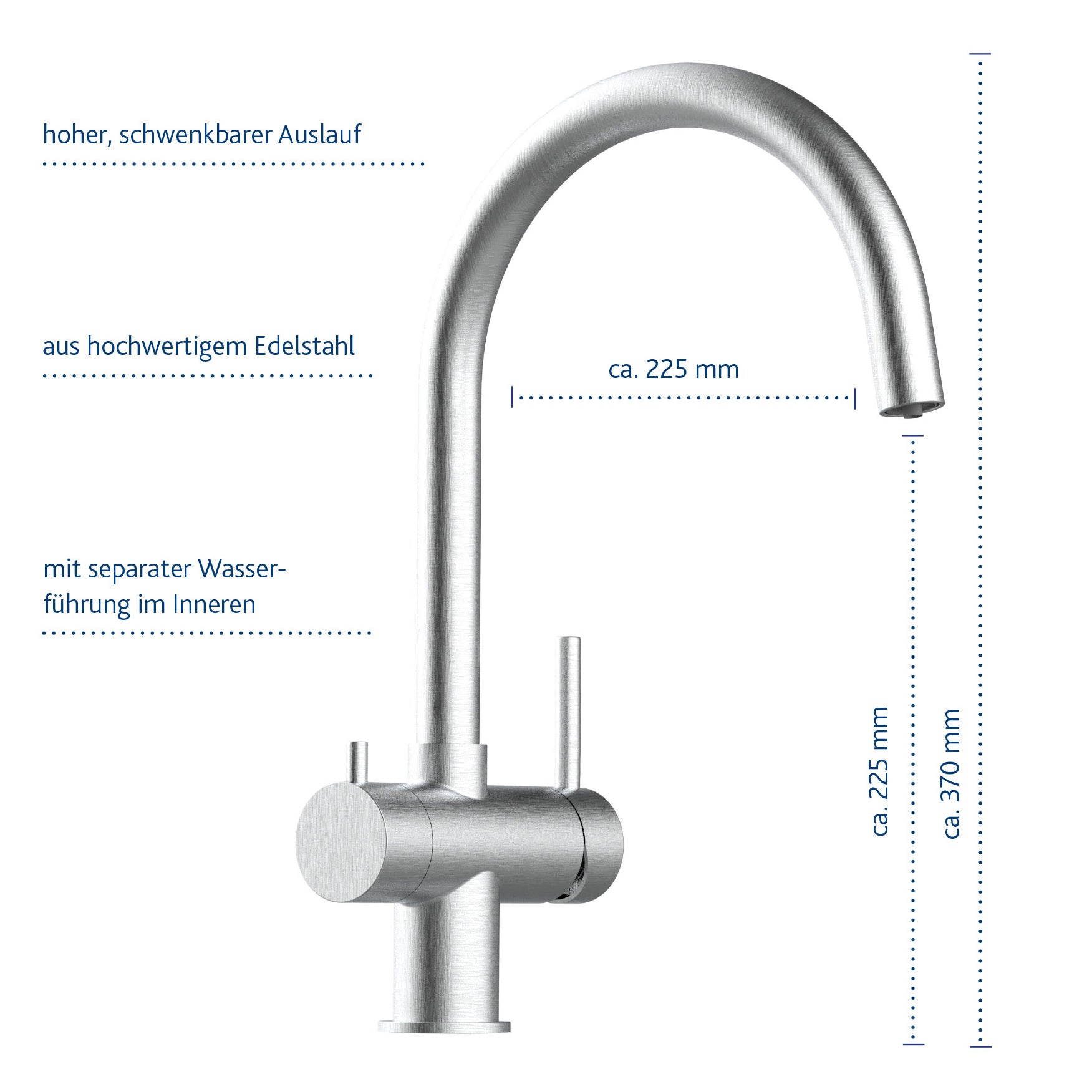 Robinet 3 voies WS3-118m E acier inoxydable mat