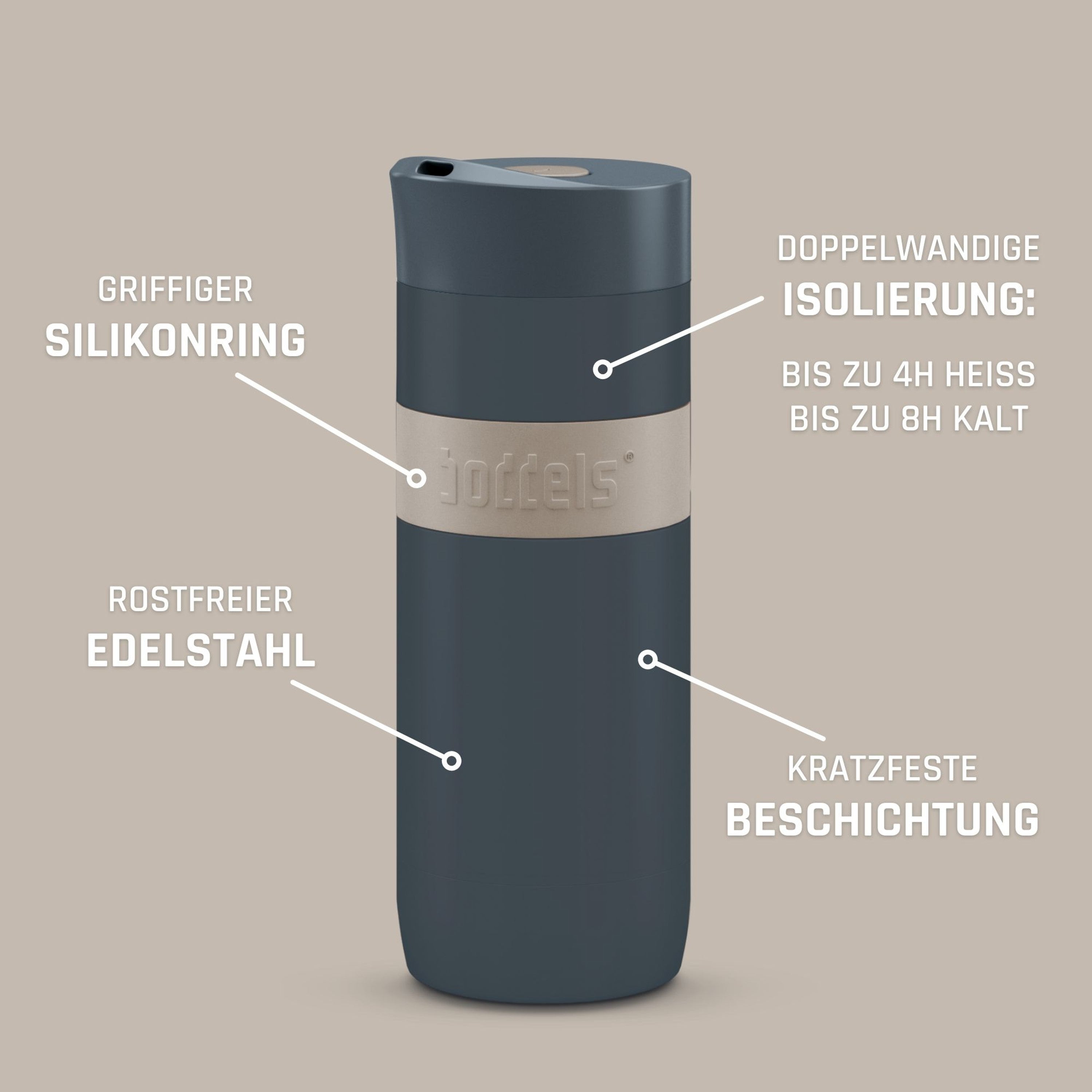 boddels KOFFJE 370 ml taupe/anthrazit