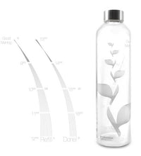 DrinkIt Now Flipper weiss, Animierende Wasserflasche mit Deckel aus Edelstahl. 1 Liter Füllmenge, Skala von 8.00 bis 18.00 Uhr. Dekor  weiß