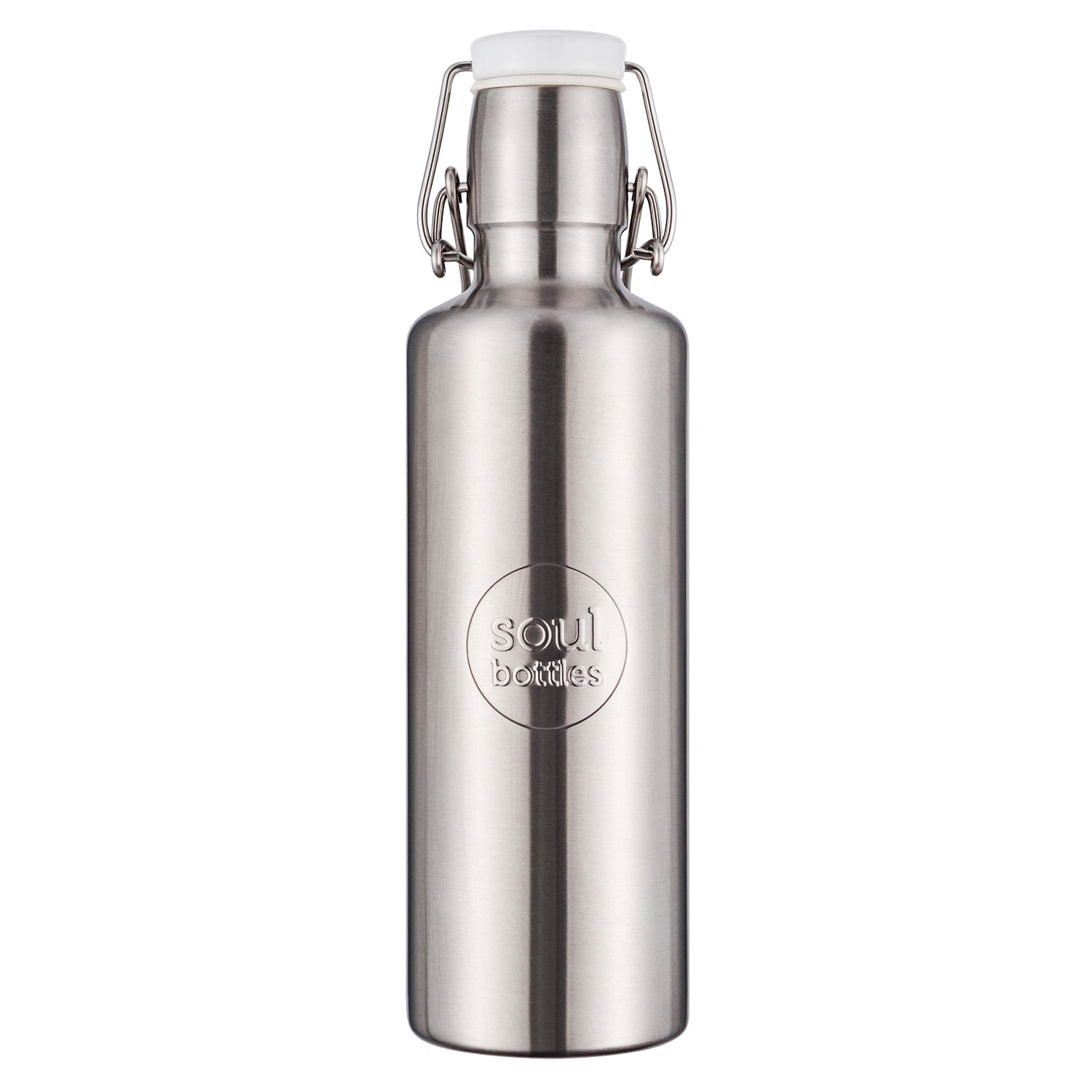 Soulbottle steel "grau", Edelstahlfasche, Bügelverschluss isoliert, 0,6L